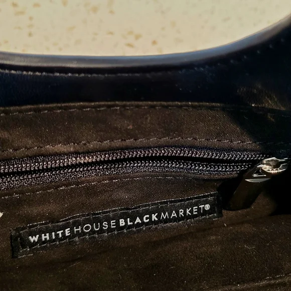 White House Black Market Black Polka Dot Clutch with Silver Handle – Elegant Eve - Picture 2 of 5